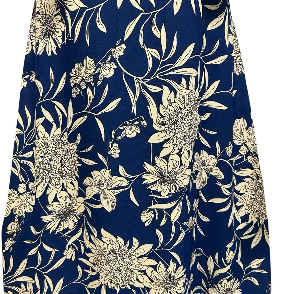 DEX Cold Shoulder Maxi Dress Blue Dahlia Floral Tiered Ruffle V-Neck Size M - Picture 5 of 11